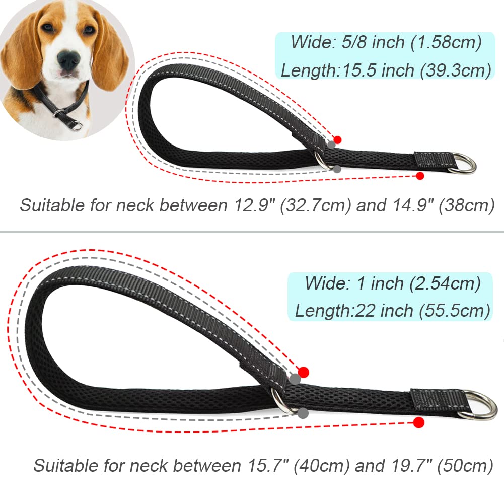 Mycicy Reflective Slip Collar, Soft Nylon Training Choke Collar For Dogs In Black 22', Wide 1'