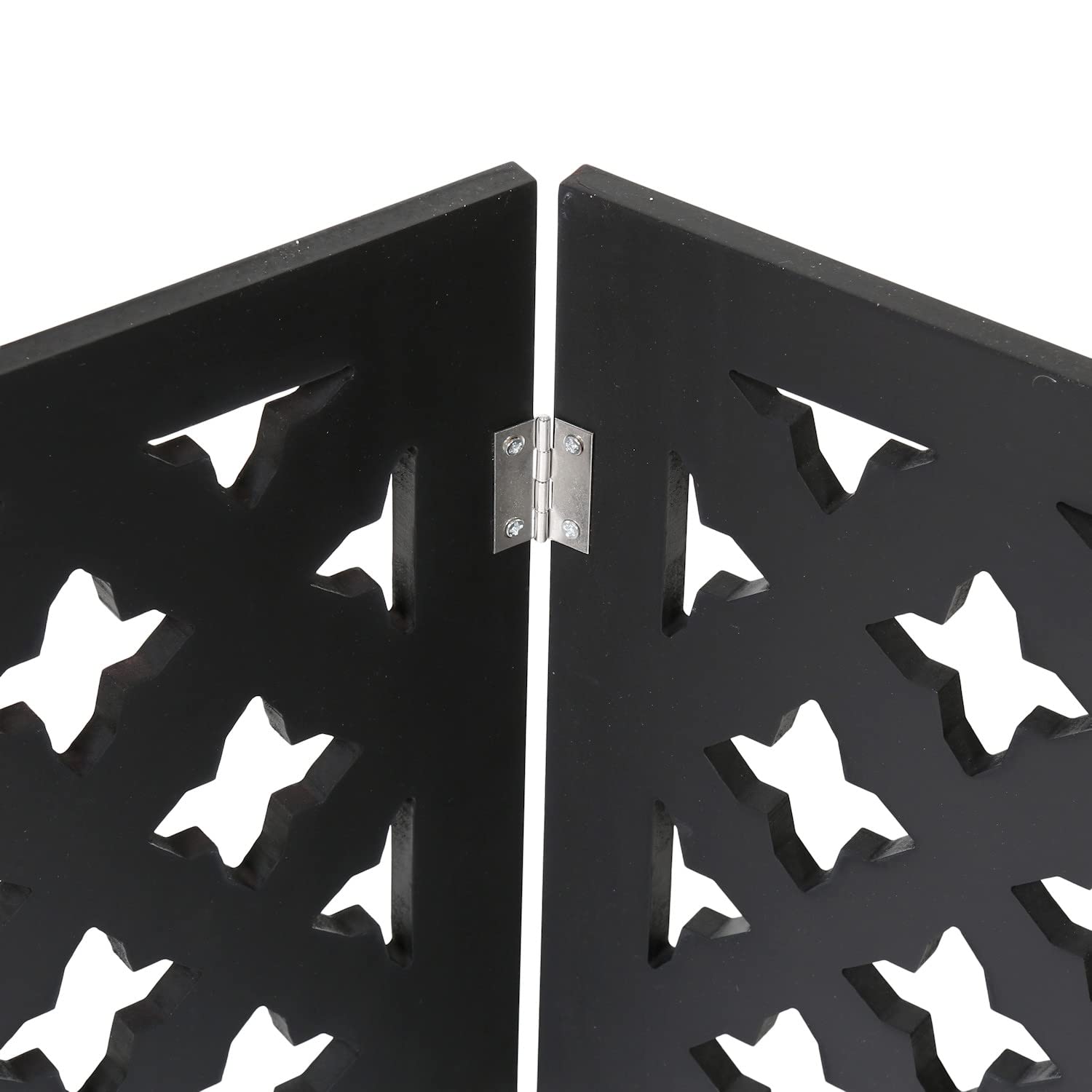 Indoor/Outdoor Solid Wood Starlight Design Freestanding Foldable Adjustable 3-Section Pet Gate