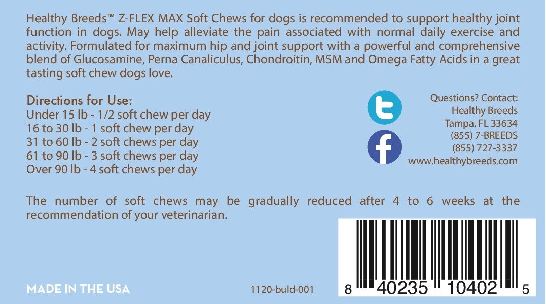 Healthy Breeds Bulldog Z-Flex Max Hip and Joint Soft Chews 50 Count