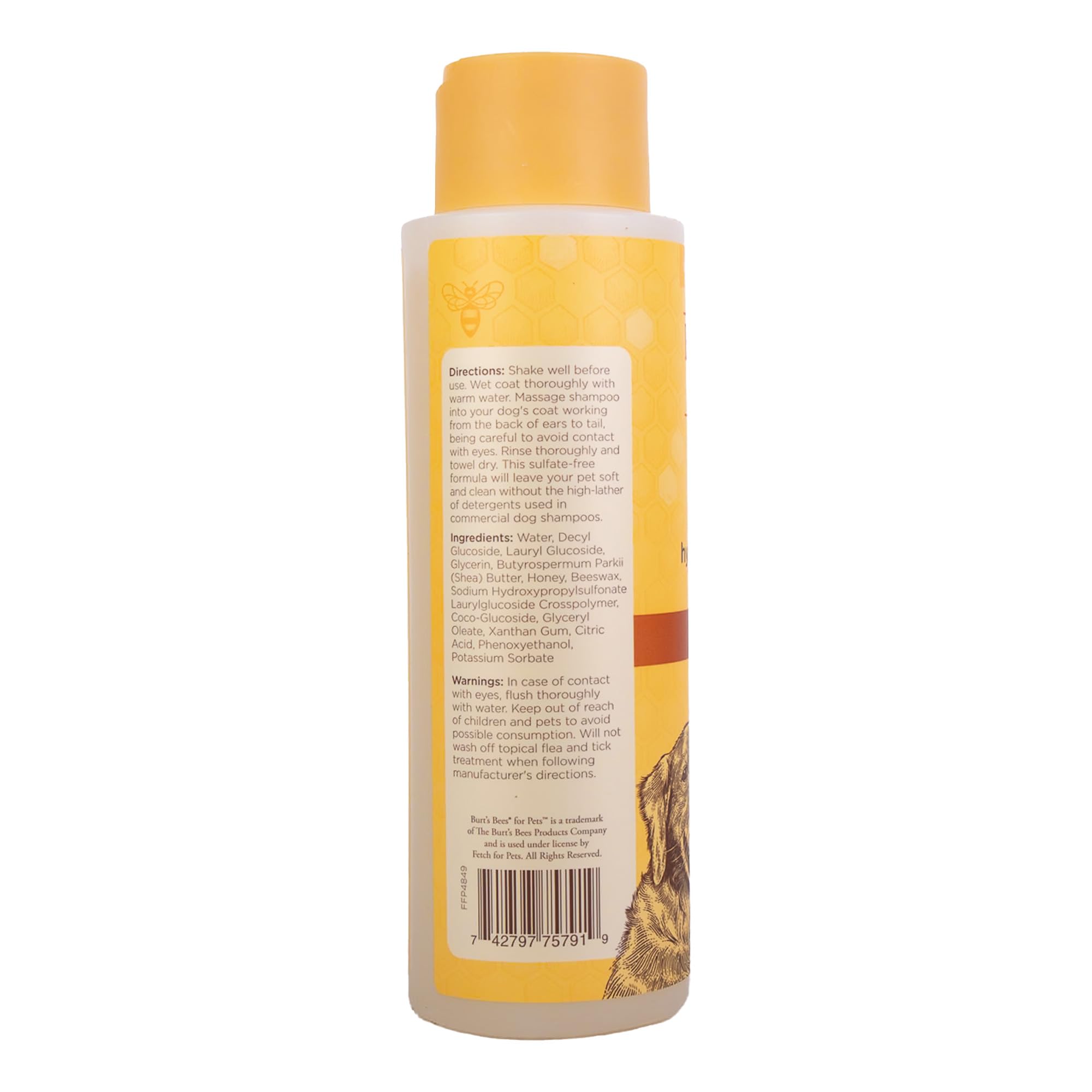 Burt'S Bees For Pets Hypoallergenic Shampoo For Dogs With Shea Butter And Honey, 95% Natural Origin Formulas, Shampoo For Sensitive Dogs - Gentle Dog Shampoo, 16 Oz