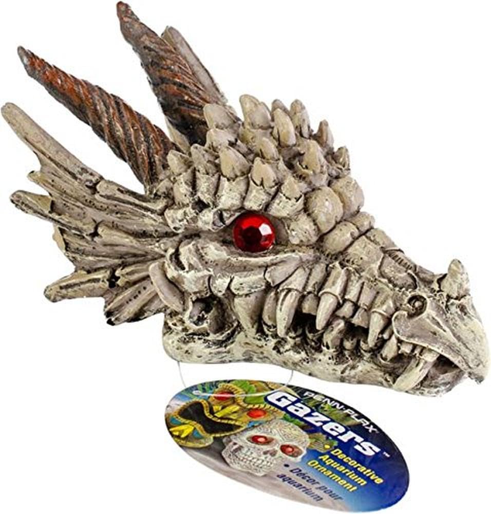 Penn-Plax Deco-Replicas Dragon Skull Gazer Aquarium Decoration – Safe For Freshwater And Saltwater Fish Tanks – Small