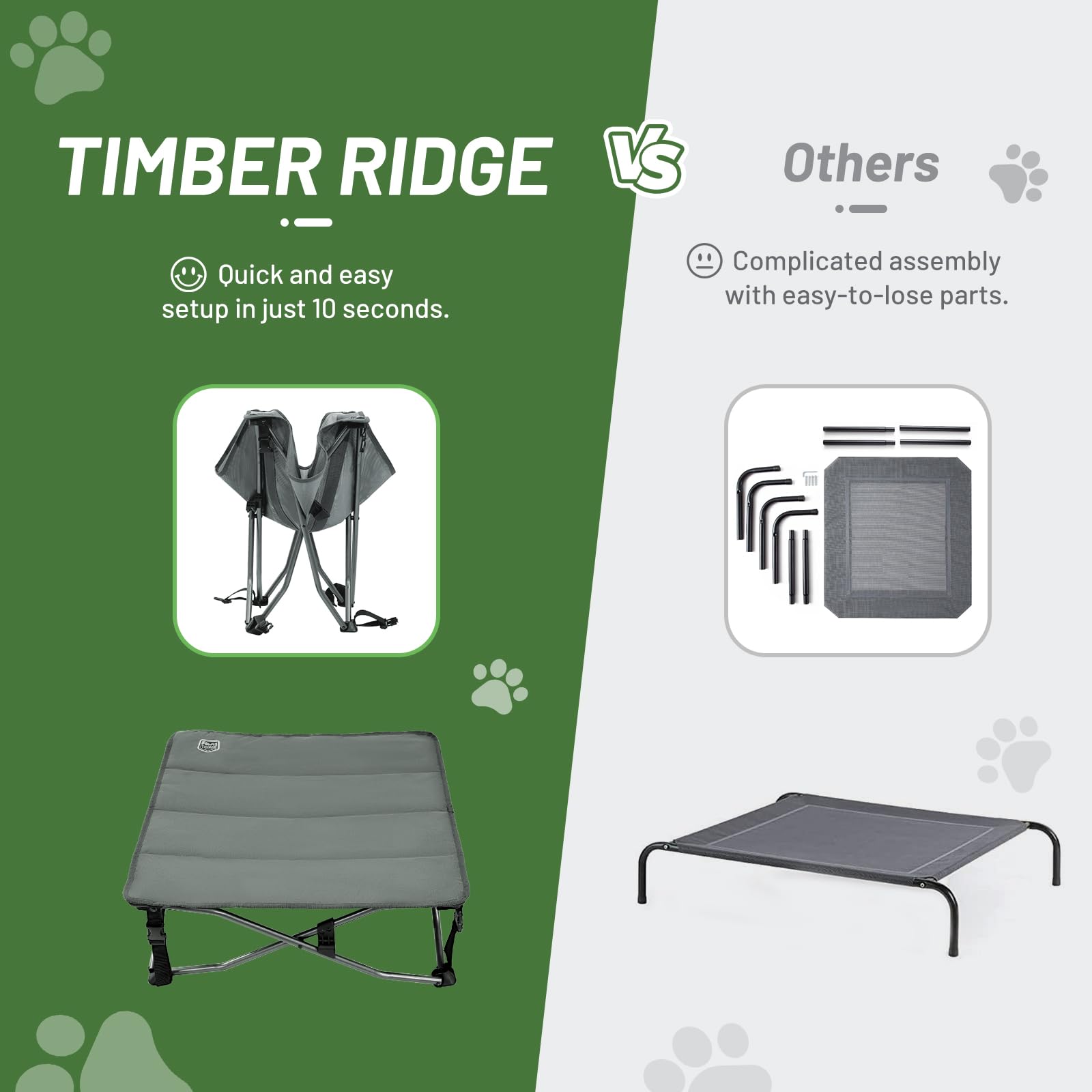 Timber Ridge Large Elevated Dog Bed, 3-In-1 Portable, Folding, And Raised With Removable Pad Mat, Cooling Design For Indoor And