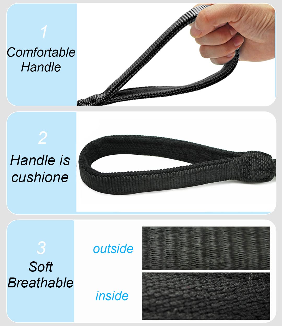 Mycicy 3Ft 4Ft 6Ft 10Ft Rope Reflective Dog Leash - Nylon Braided Heavy Duty Strong Dog Training Leash For Large And Medium Dogs Walking Leads (6Ft, Black)