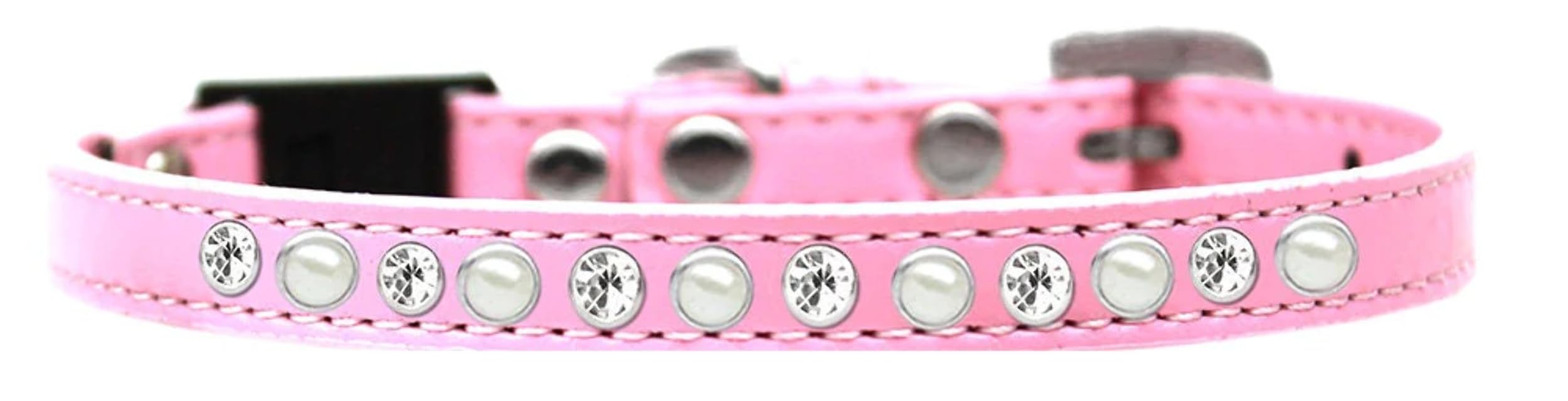 Breakaway Cat Collar, "Pearl & Clear Jewel" Aqua 10
