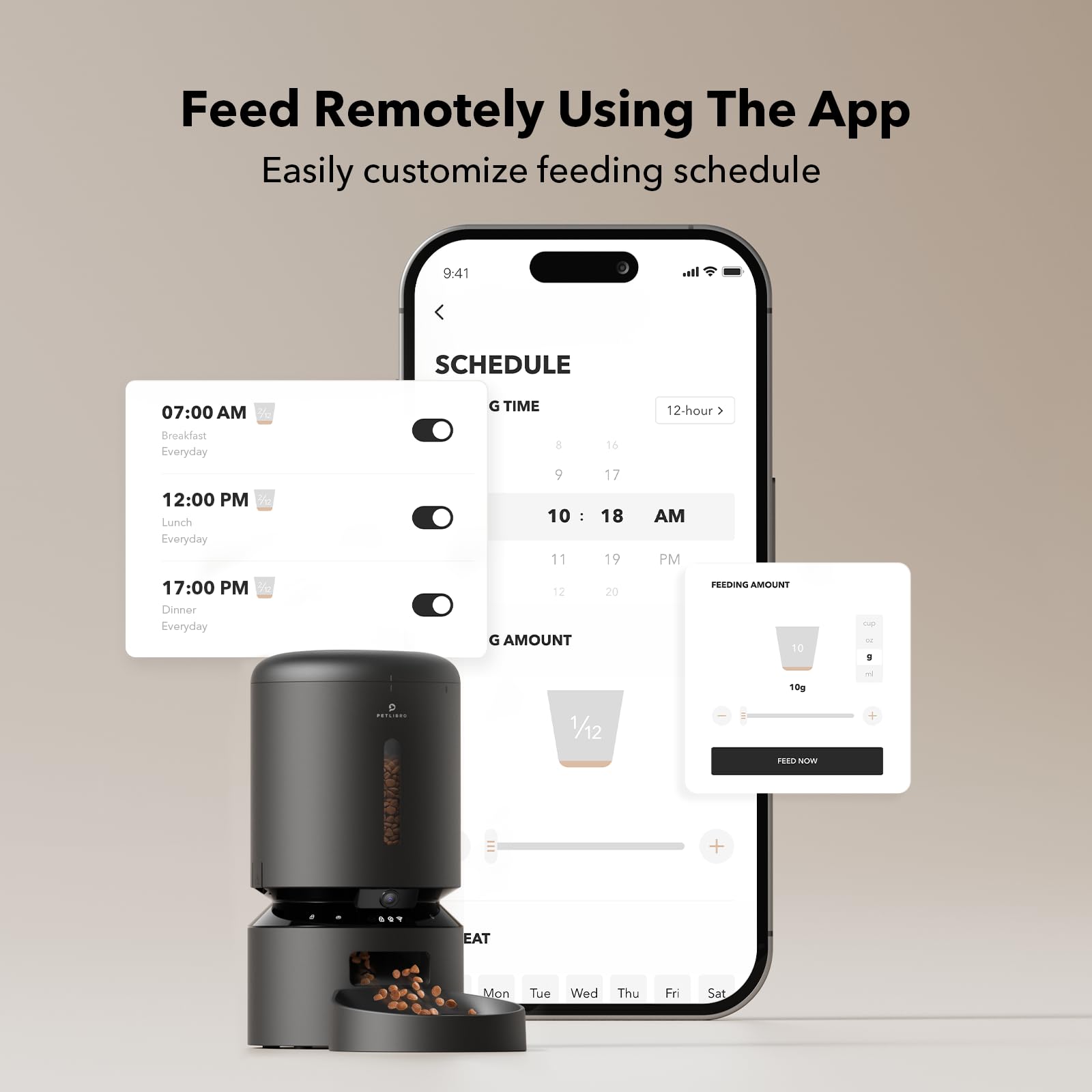 PETLIBRO Automatic Cat Feeder with Camera, 1080P HD Video with Night Vision, 5G WiFi Pet Feeder with 2-Way Audio, Low Food & Blo
