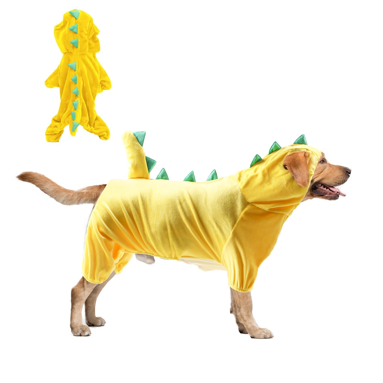 Hotumn Dinosaur Dog Halloween Costume Pet Dino Hoodie For Small Dogs (X-Small, Yellow)