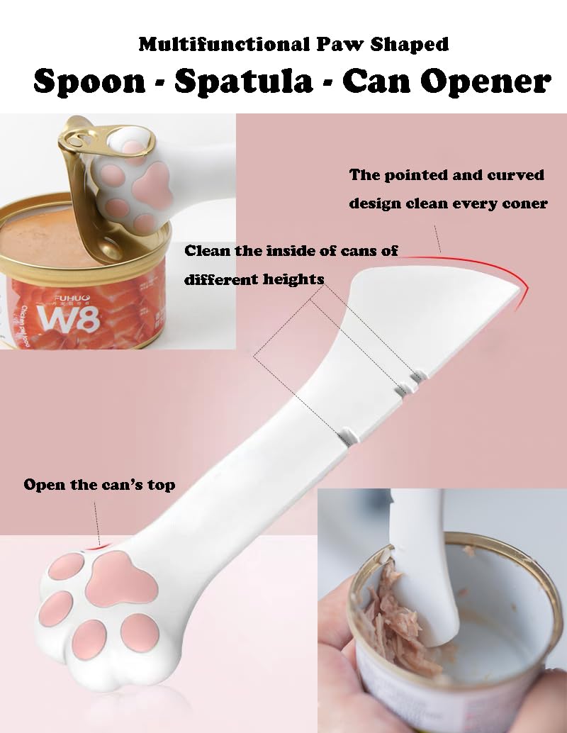 Cat Dog Food Can Lids Spoons - Cute Paw Silicone Pet Can Lids Covers for Dog Cat Food Cans / Can Opener Cat Food Spatula Spoons