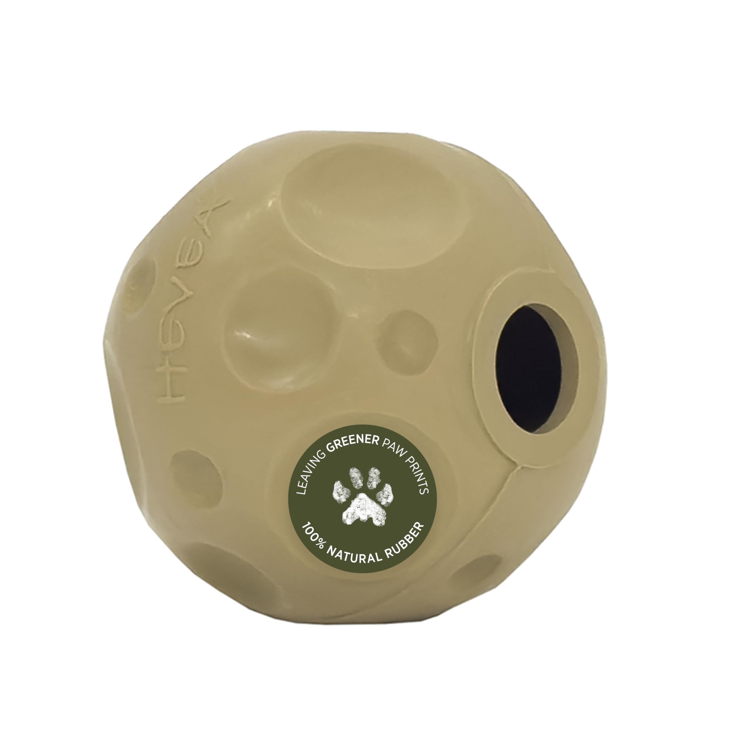Hevea Moon 2-In-1 Dog Activation & Fetch Toy - Natural Rubber Dog Treat Ball - Active Rolling Toy For Sore Gum Relief (Hunter Gr