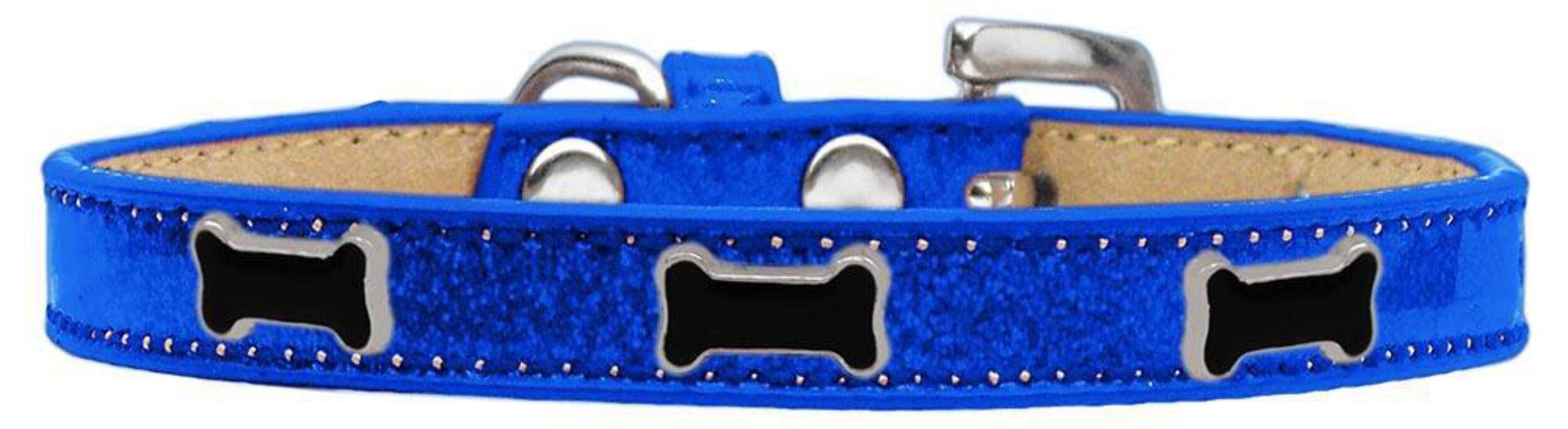 Mirage Pet Products Black Bone Widget Dog Collar Blue Ice Cream, Size 16