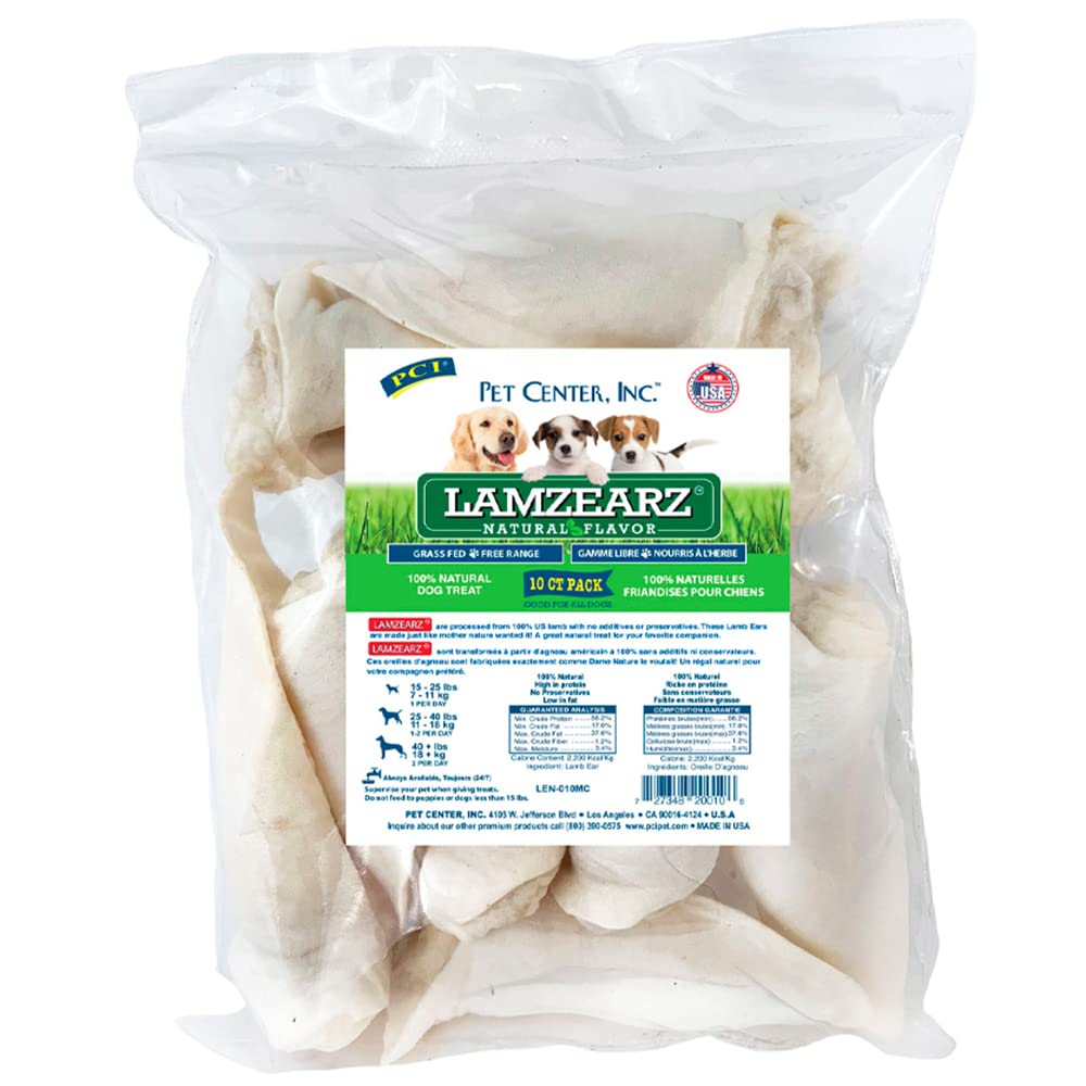 Pet Center, Inc. (PCI - Lamzearz - 10 Pack of Premium Lamb Ear Dog Treats