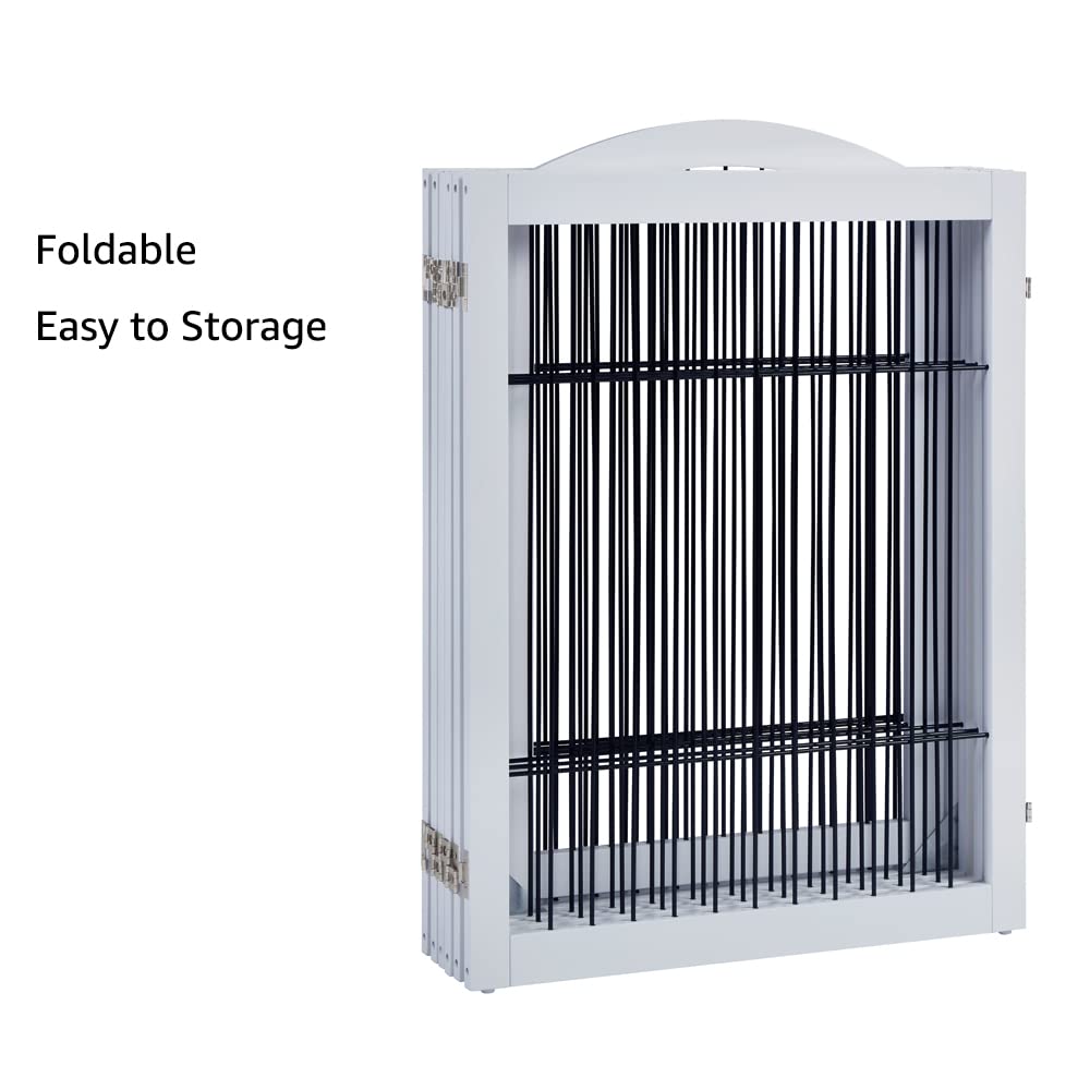 Unipaws 144'' Extra Wide Dog Gate And Pet Playpen, Free Standing Tall Dog Fence With Walk Through Door, Barriers For Home, Use A