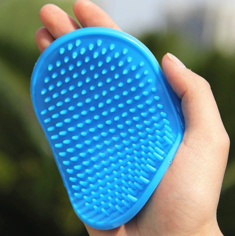 Petceptual Pet Shampoo Brush | Soothing Massage Rubber Bristles Curry Comb For Dogs & Cats Washing | Hand Brush For Dogs & Cats 