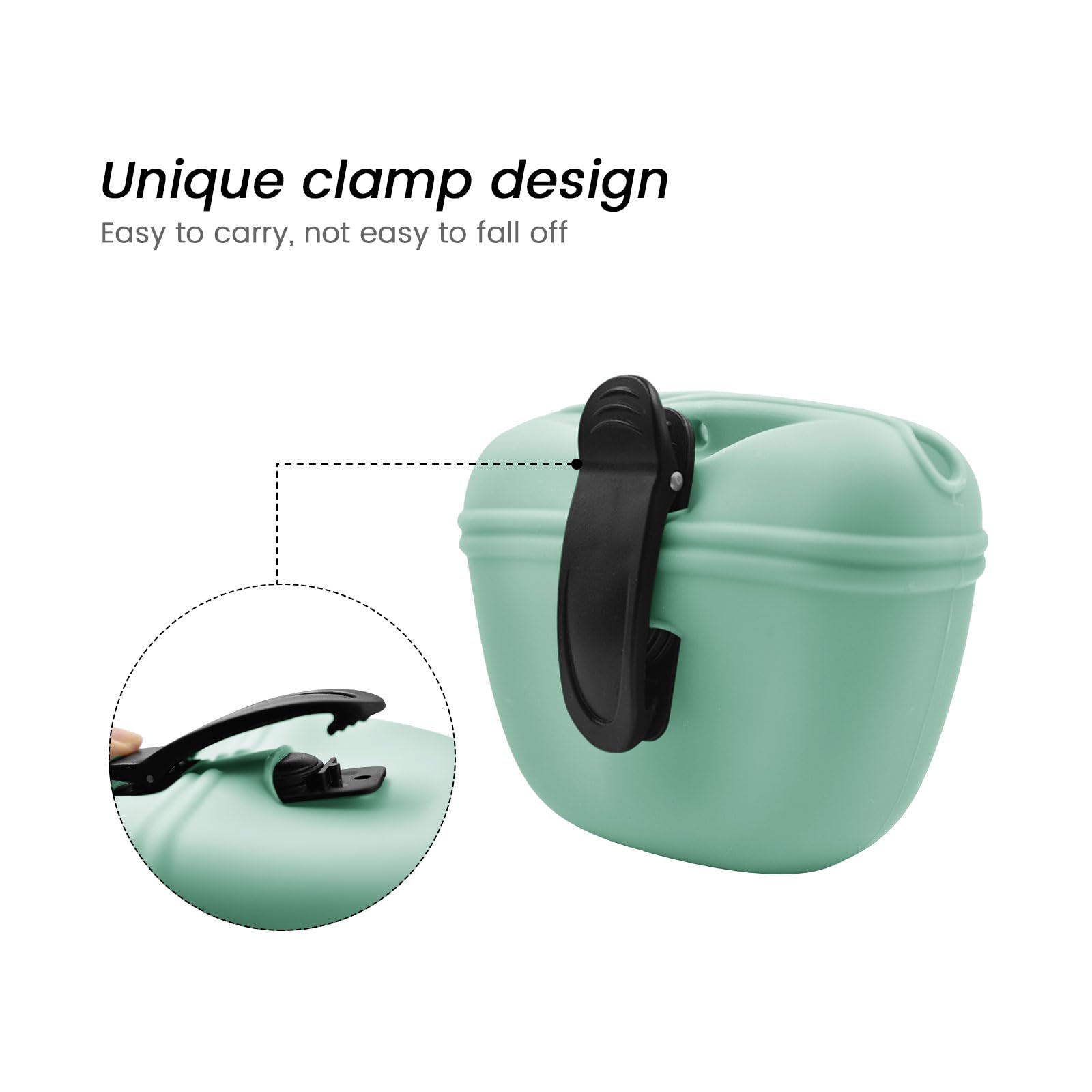 AUDWUD Silicone Dog Treat Pouch,with Dog Training Clicker,Clip on Portable Training Container,Convenient Magnetic Buckle Closing