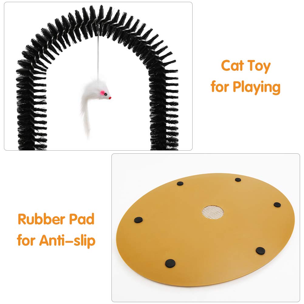 Cat Scratcher, Cat Brushes For Indoor Cats, Cat Arch Self Groomer Scratching Board Scratch Pad, Cat Hair Brush For Shedding, Cat Face Head Self Grooming Brush Post For Deshedding W/Cute Kitten Toy