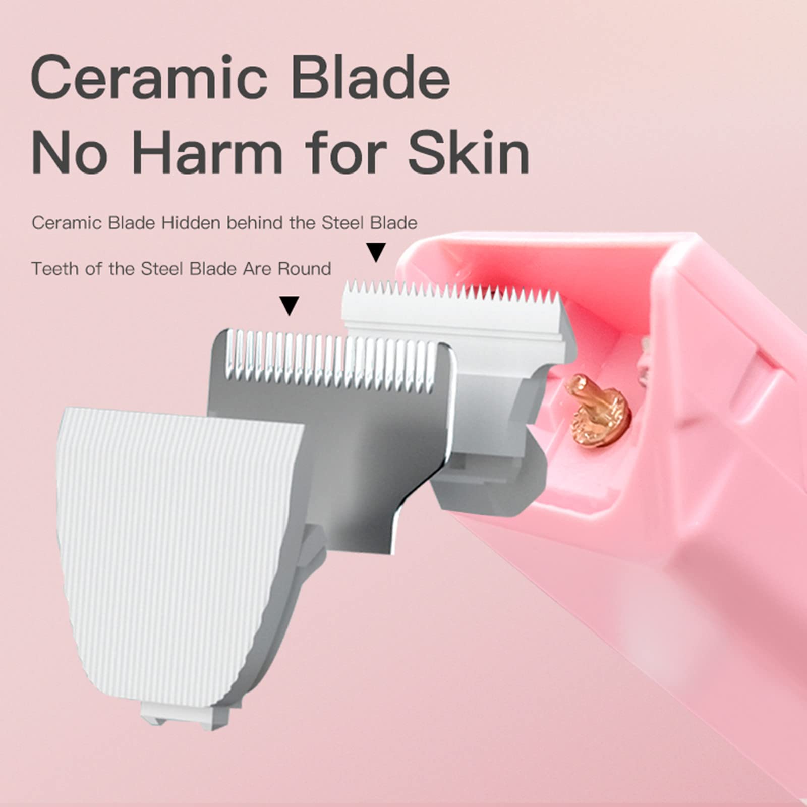Grimgrow 6 Pack Ceramic Blades Replacement for Dog Grooming Clippers, Detachable Pet Clipper Blades for Dogs,Cats Hair Trimming