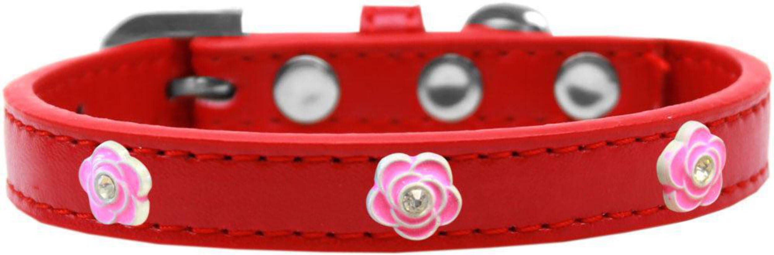 Mirage Pet Products Bright Pink Rose Widget Dog Collar Purple Ice Cream, Size 10