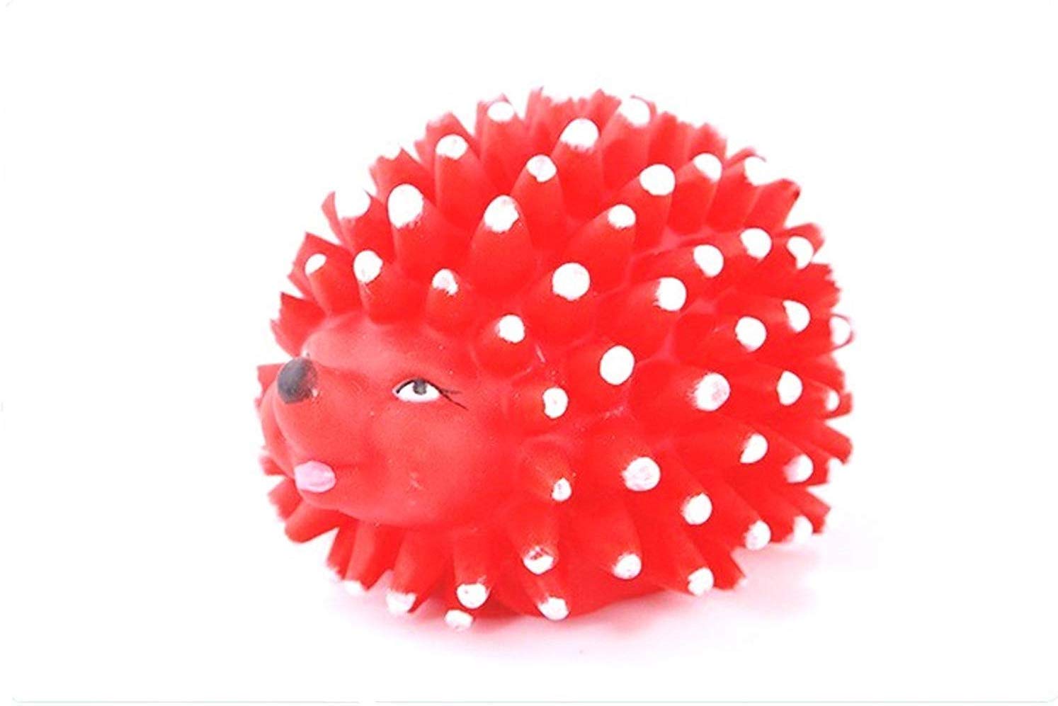 Psk Natural Rubber Vinyl Cute Colorful Hedgehog Squeaky Toy For Puppy Dog (Red)