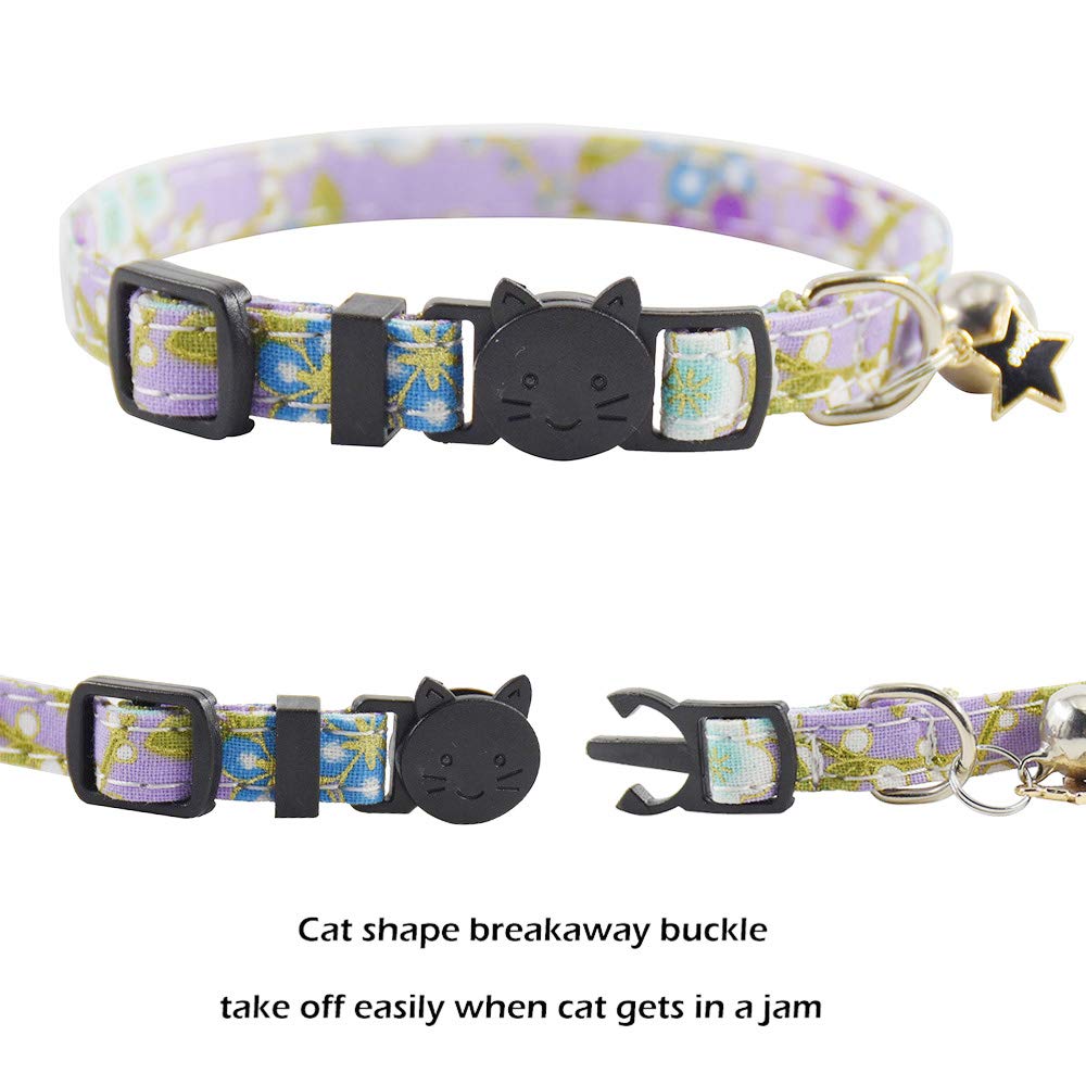 Bowtie Cat Collars Breakaway With Bell, Adjustable Cute Kitty Collars Safety Buckle Kitten Collar For Cat Puppy 7.5-11In (22)