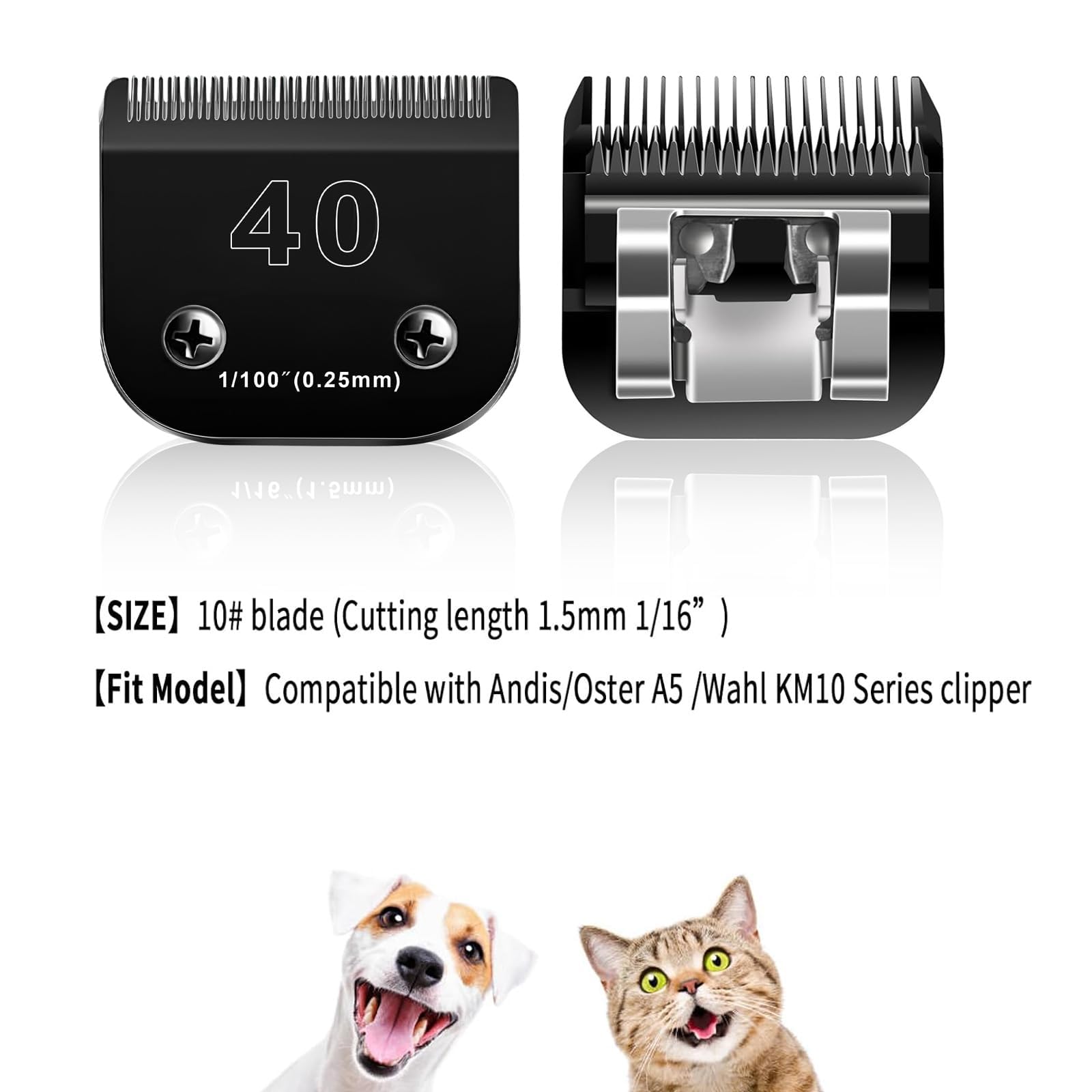 2PACK 40 Blades Dog Grooming Blades Compatible with Ainds/Oster A5/Wahl KM-10 Series Dog Clippers,Detachable Clipper Replacement