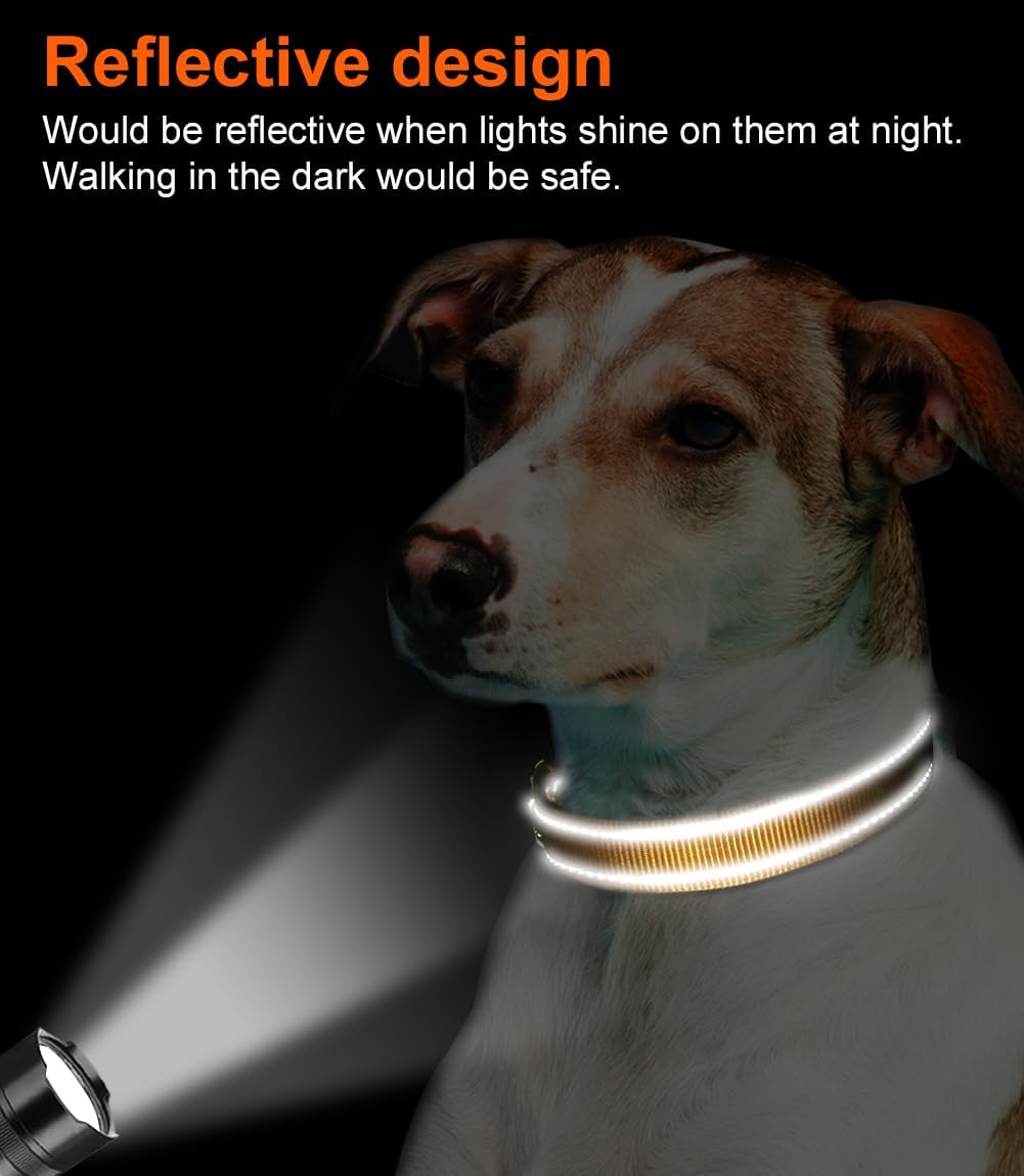 Joytale Reflective Dog Collar,Soft Neoprene Padded Breathable Nylon Pet Collar Adjustable For Extra Large Dogs,Tan,Xl