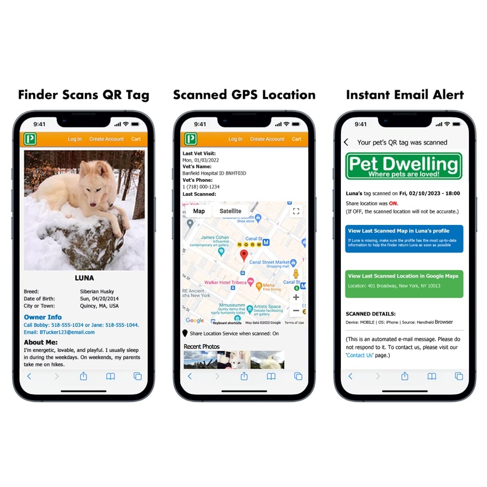 Pet Dwelling 2D Qr Code Pet Id Tag - Dog Tags - Cat Tags - Online Pet Profile - Scan Tag Location - Instant Email Notification(Pink Paw)