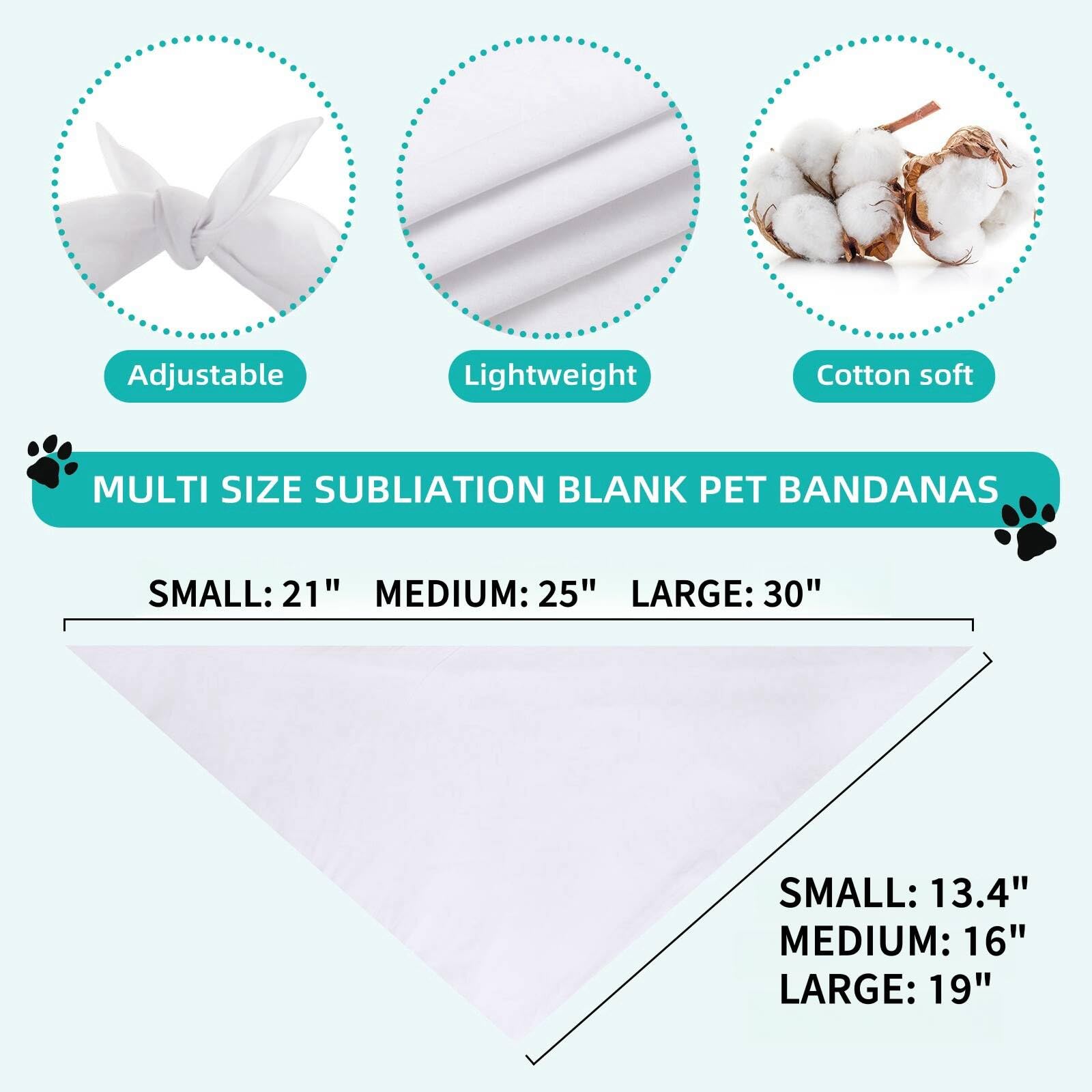 Gofshy Blank Dog Bandanas Large-2Pcs, Diy Solid White Triangle Scarf Premium Cotton Handkerchief Or Bib, Personalized Design Bir