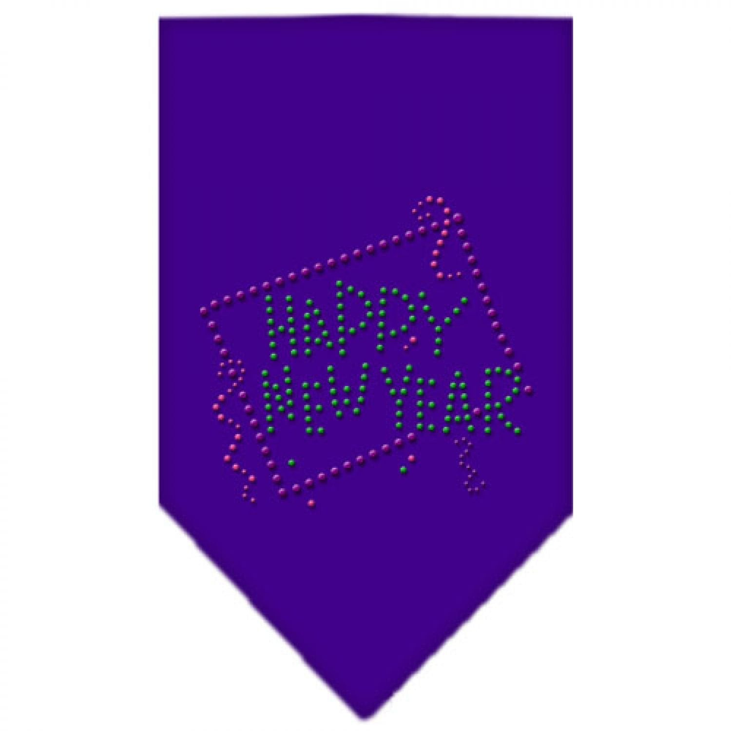Mirage Pet Products Happy New Year Rhinestone Bandana, Large, Purple