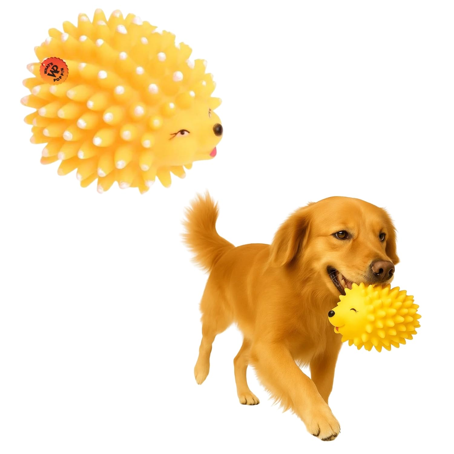 WhatS Poppin Porcupine Squeaky Toy For Dogs | Durable Rubber Pet Chew Toy With Textured Spikes For Dental Health | BuiltIn Squ