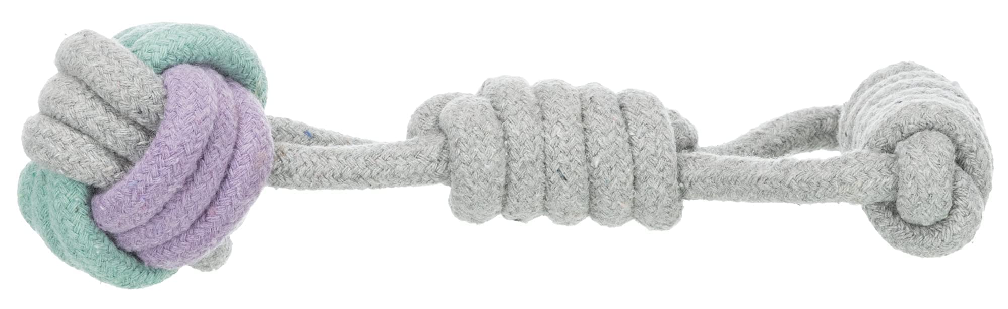 Trixie Junior Rope Ball With Handle For Pets | NonToxic Tug Toys For Puppies And Adult Dogs Made With Cotton, Helps Massage You