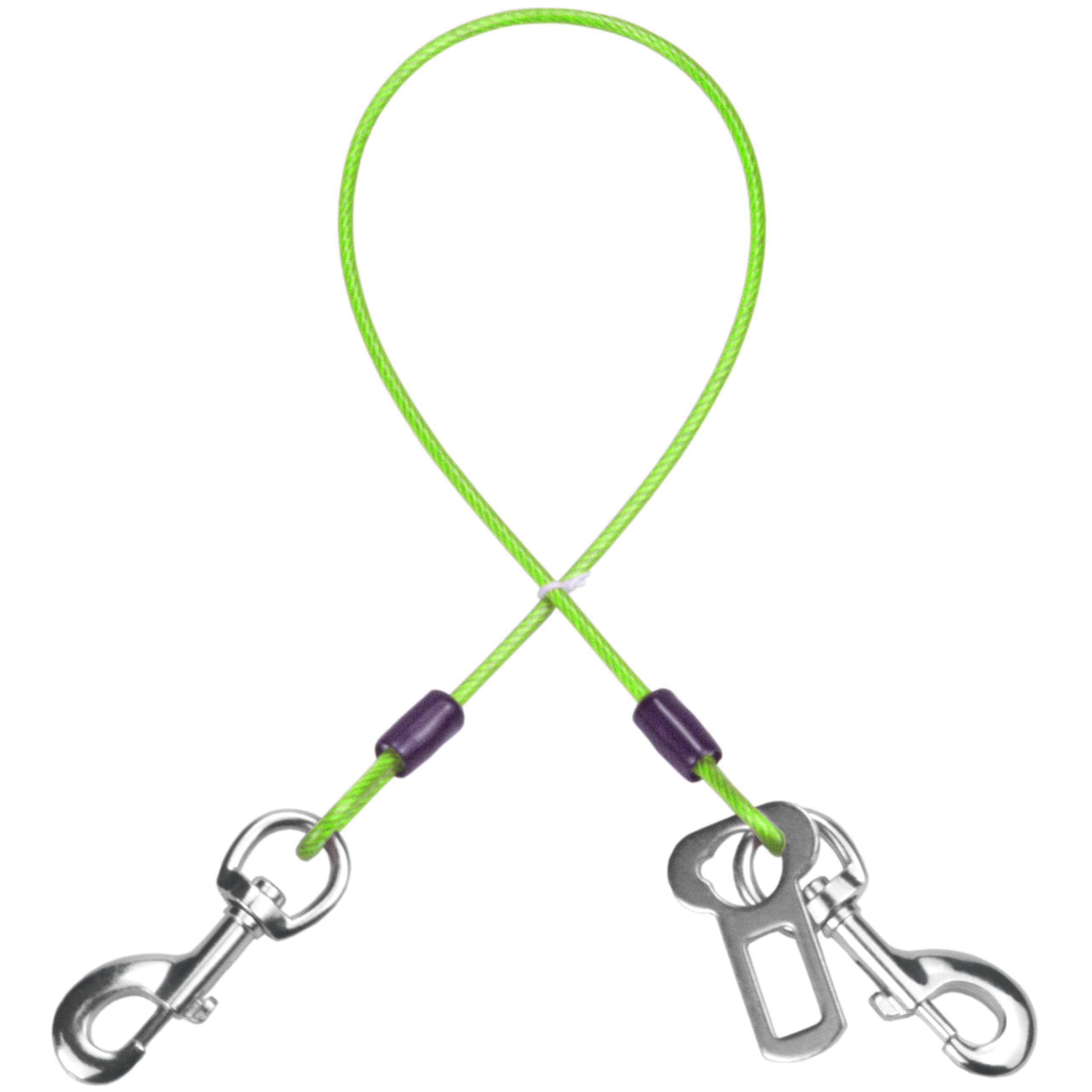 Dog Seat Belt Harness For Car,Dog Seatbelt Of Coated Wire Leash Safety Restraint,No Chew Tether Cable Vehicle,Double Clips & Lat