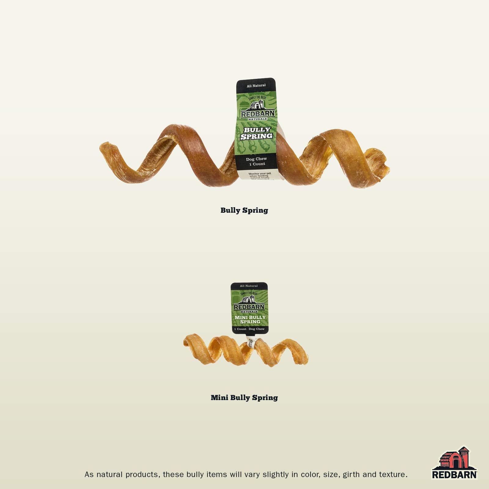 Redbarn All-Natural 4-6 Bully Springs Sticks for Dogs - Premium Grain-Free Single Ingredient Boredom Busting Dental Chew Rawhide