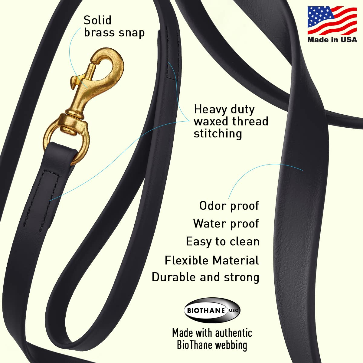Viper Biothane Working Lead For Dogs 4Ft Black