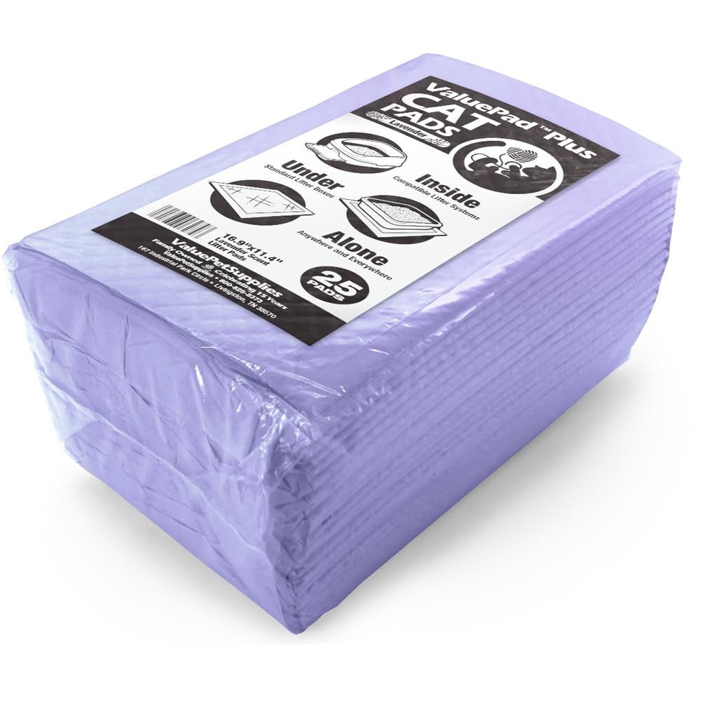 ValuePad Plus Cat Litter Pads, 16.9x11.4 Inch, Lavender Scent, 100 Count - Breeze Compatible Refills - Quick-Dry, Super Absorben