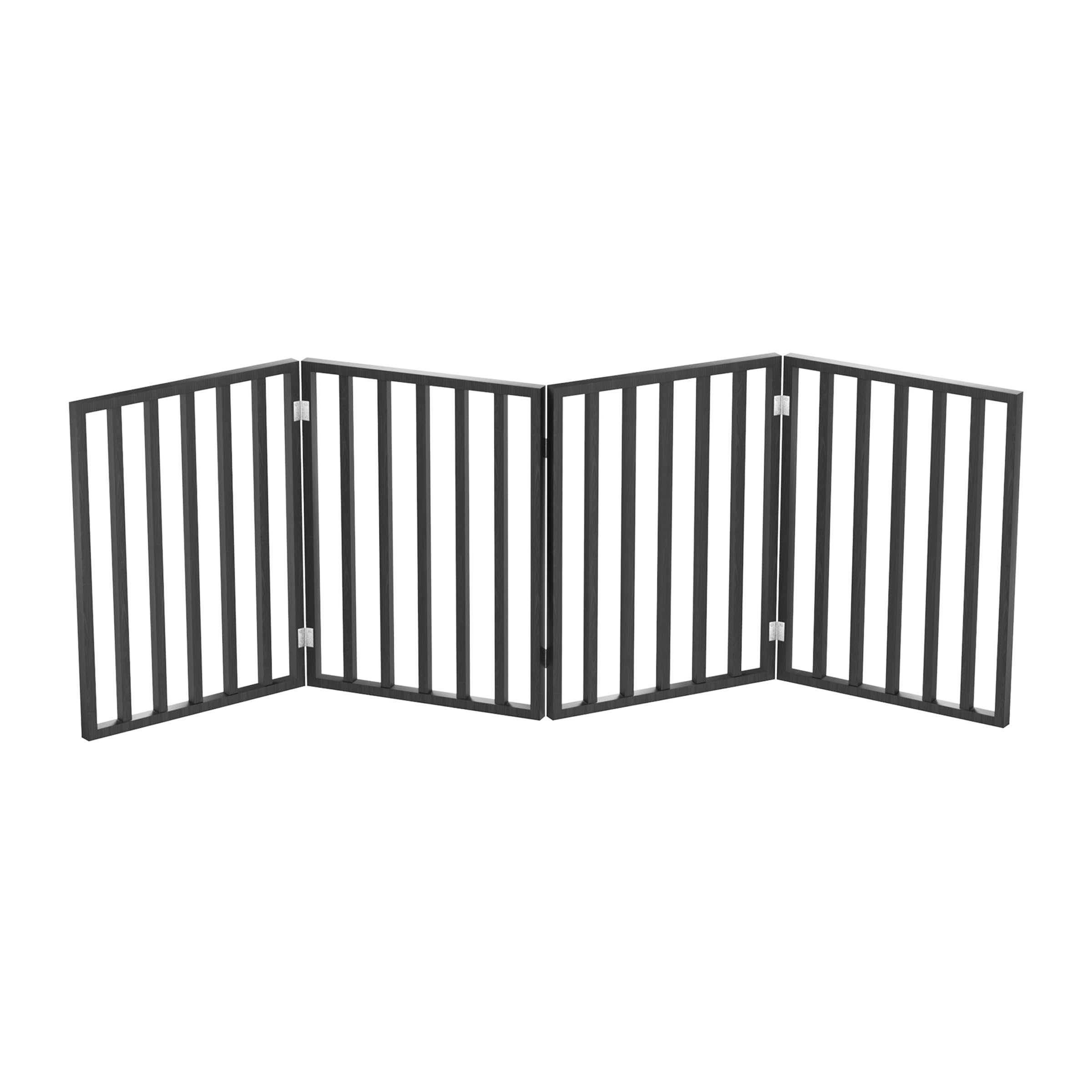 Indoor Pet Gate - 4-Panel Folding Dog Gate For Stairs Or Doorways - 72X24-Inch Freestanding Pet Fence For Cats And Dogs By Petmaker (Black)