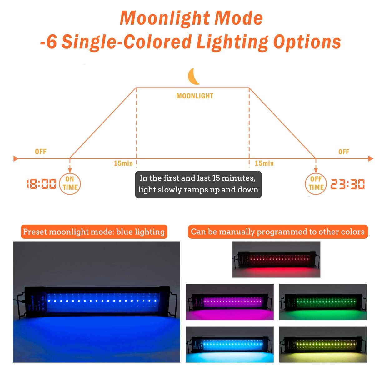 Hygger Auto On Off 36-42 Inch Led Aquarium Light Extendable Dimable 7 Colors Full Spectrum Light For Freshwater Planted Tank Build In Timer Sunrise Sunset