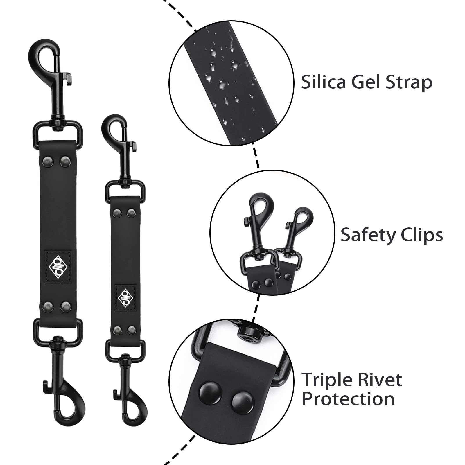 Jipimon Waterproof Prong Collar Backup 2 Pack Double Ended Backup Safety Clip For Prong Collar Dog Harness Collar Connector