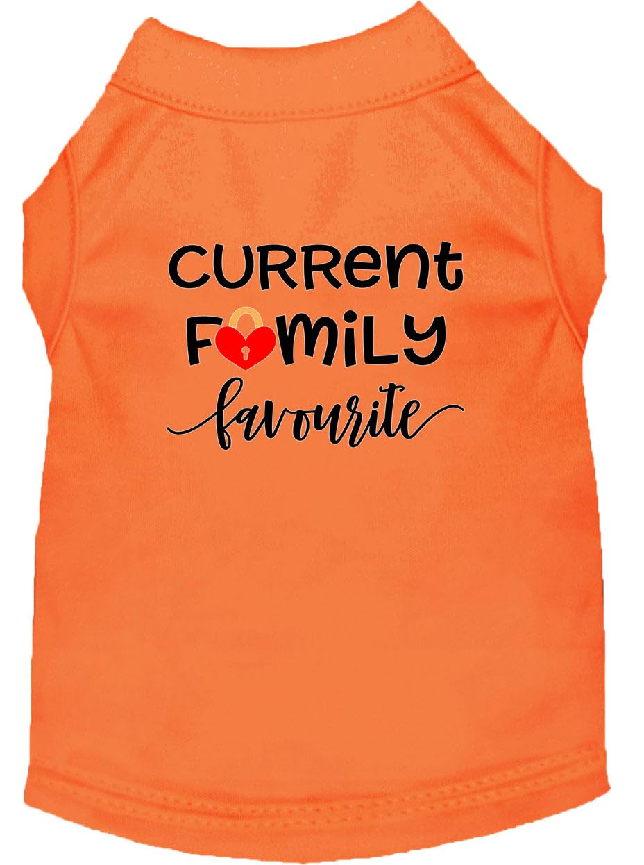 Pet Dog & Cat Shirt Screen Printed, "Current Family Favorite" Orange MD (6-10 lbs.)