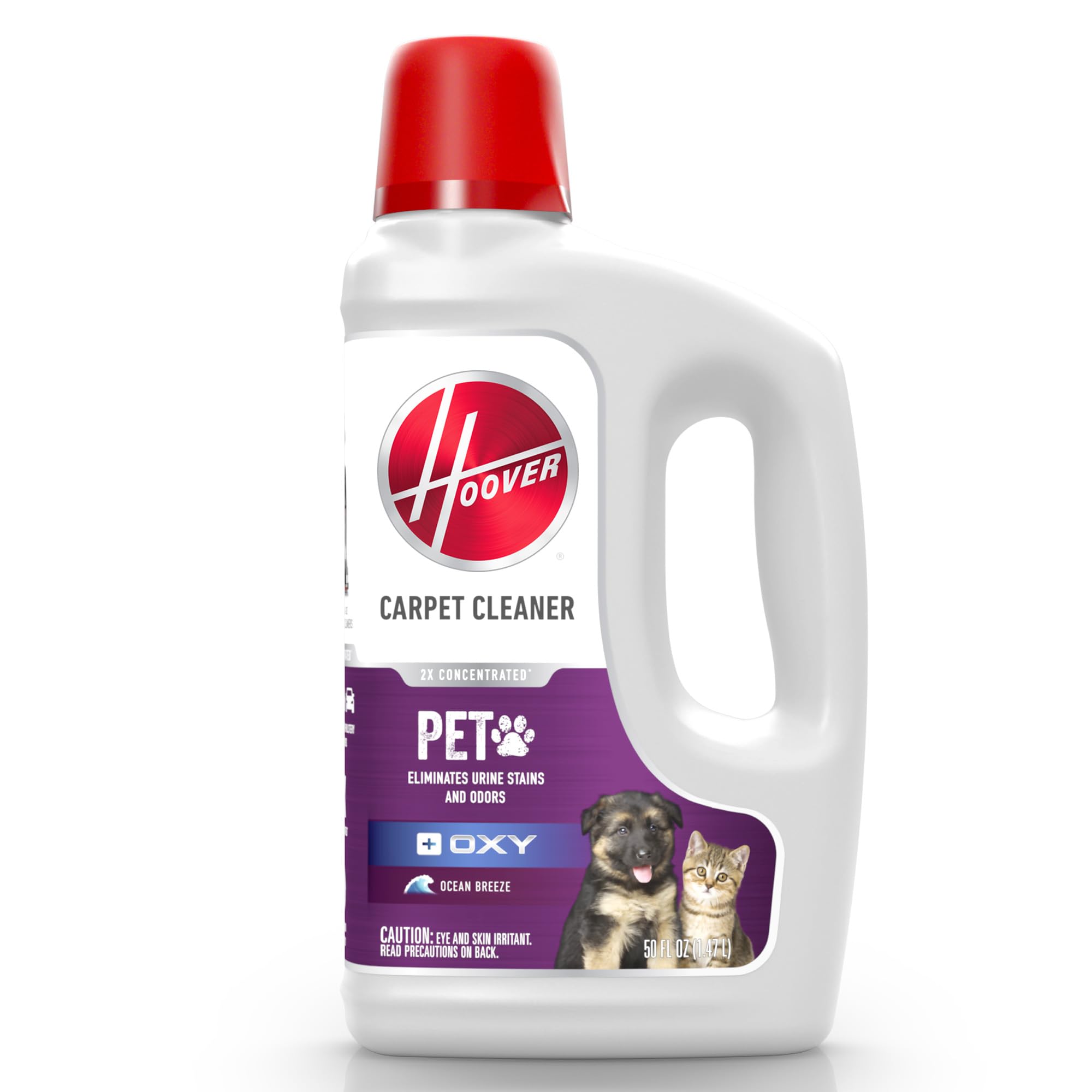 Hoover Oxy Pet Carpet Cleaner Solution, 50 oz., Ocean Breeze Scent, Deep Cleaning Carpet Shampoo Solution, Eliminates Urine Stai