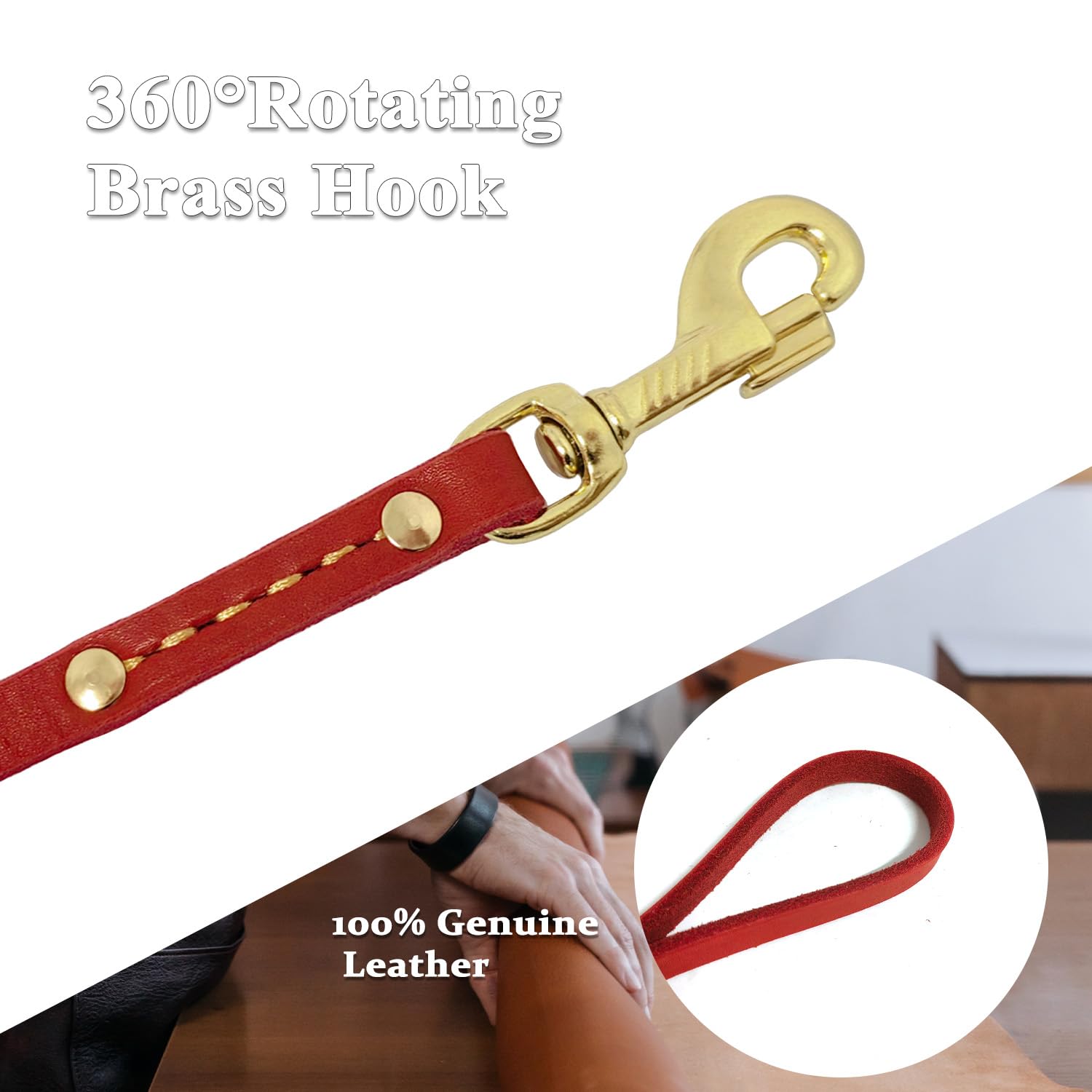 Leather Dog Leash 6 Ft X 1/2 Inch Heavy Duty Genuine Leather Dog Training Leash Soft And Strong Leather Leash For Small And Medi