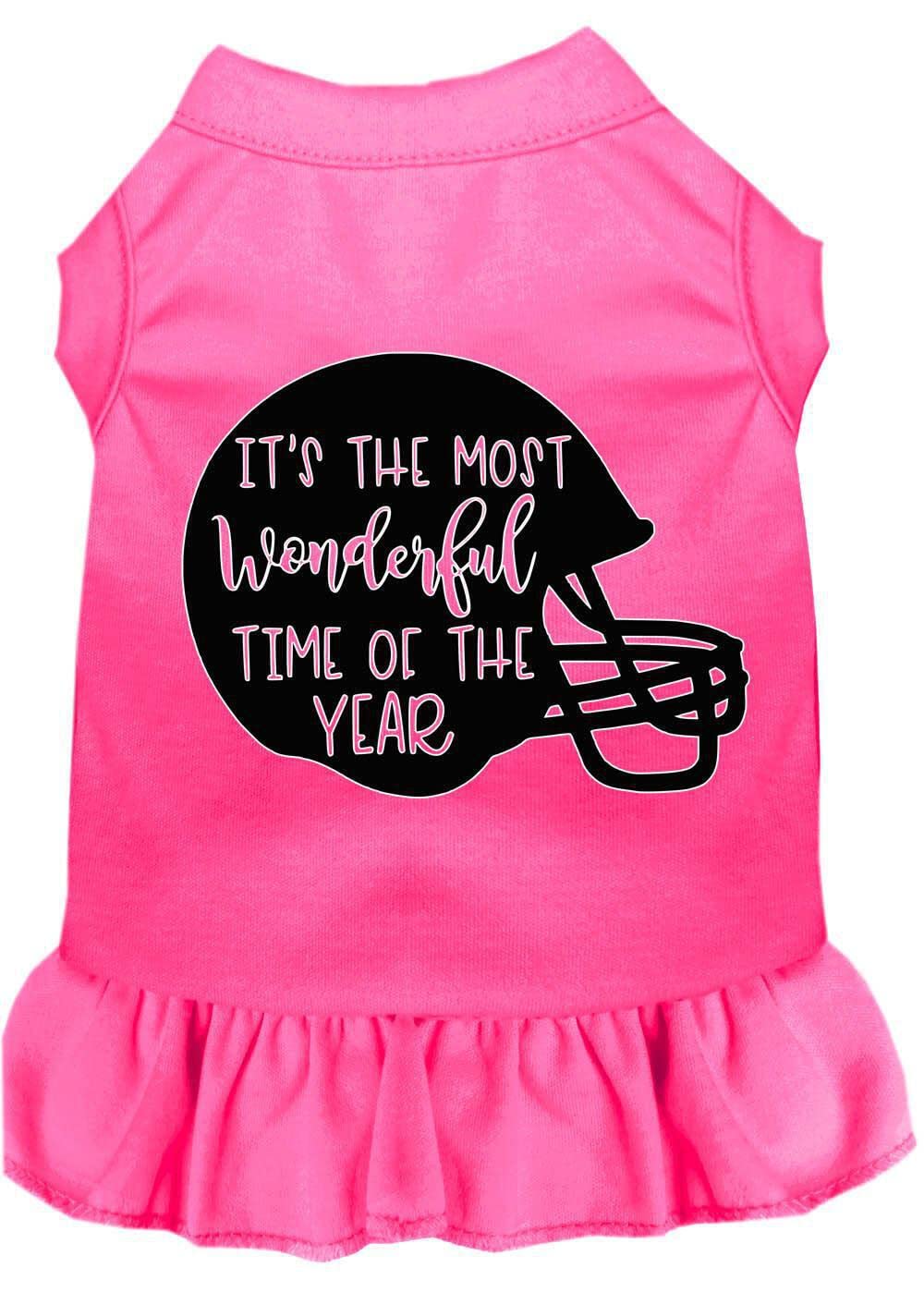 Pet Dog & Cat Dress Screen Printed, "Most Wonderful Time of the Year (Football)" Baby Blue LG (10-14 lbs.)