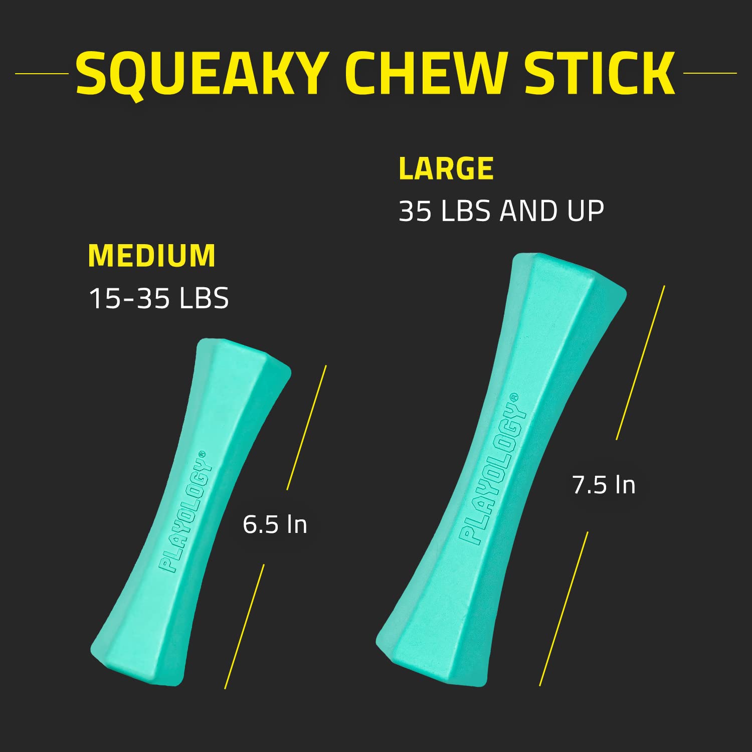 Playology Squeaky Chew Stick Dog Toy for Large Dogs - Peanut Butter Scented, Non-Toxic Rubber, Ideal for Moderate Chewers