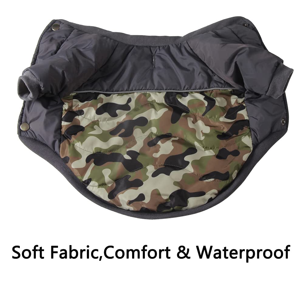 Vecomfy Fleece Lining Warm Dog Coats For Small Dogs Waterproof Puppy Jacket With Front Legs For Winter Green Camo Xs