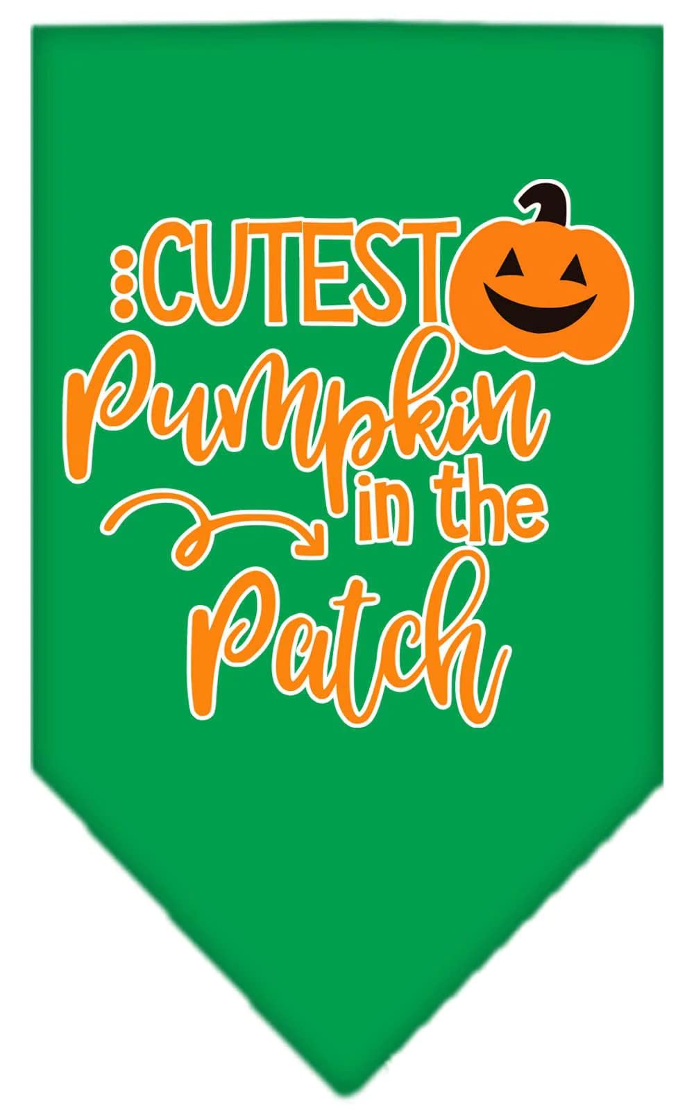 Halloween Pet and Dog Bandana Screen Printed, "Cutest Pumpkin In The Patch" Yellow Large