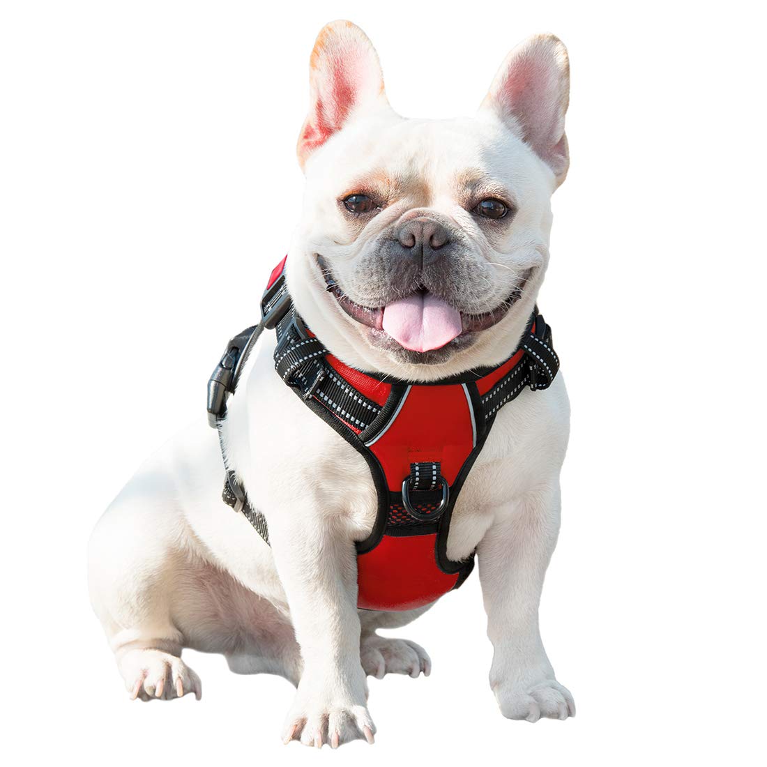 Phoepet No Pull Dog Harnesses For Small Dogs Reflective Adjustable Front Clip Vest With Handle 2 Metal Rings 3 Buckles [Easy To Put On & Take Off](Xs, Red)
