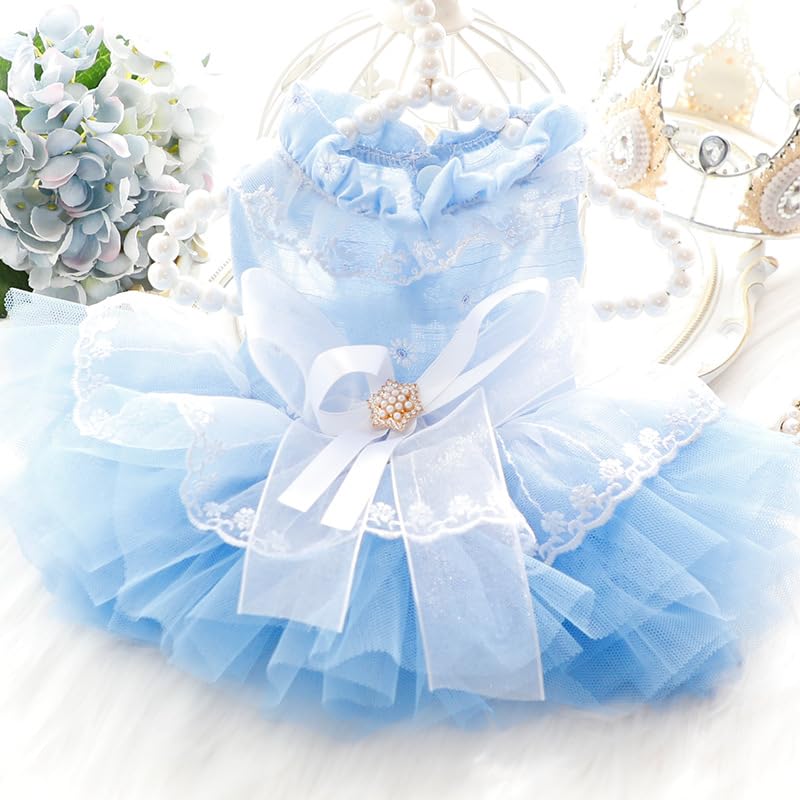 Aza Dog Wedding Dresses For Small Dogs Skirt Lolita Clothes Cat Princess Costume Waltz Pet Girl Cute Star Coat Outfits Summer Co