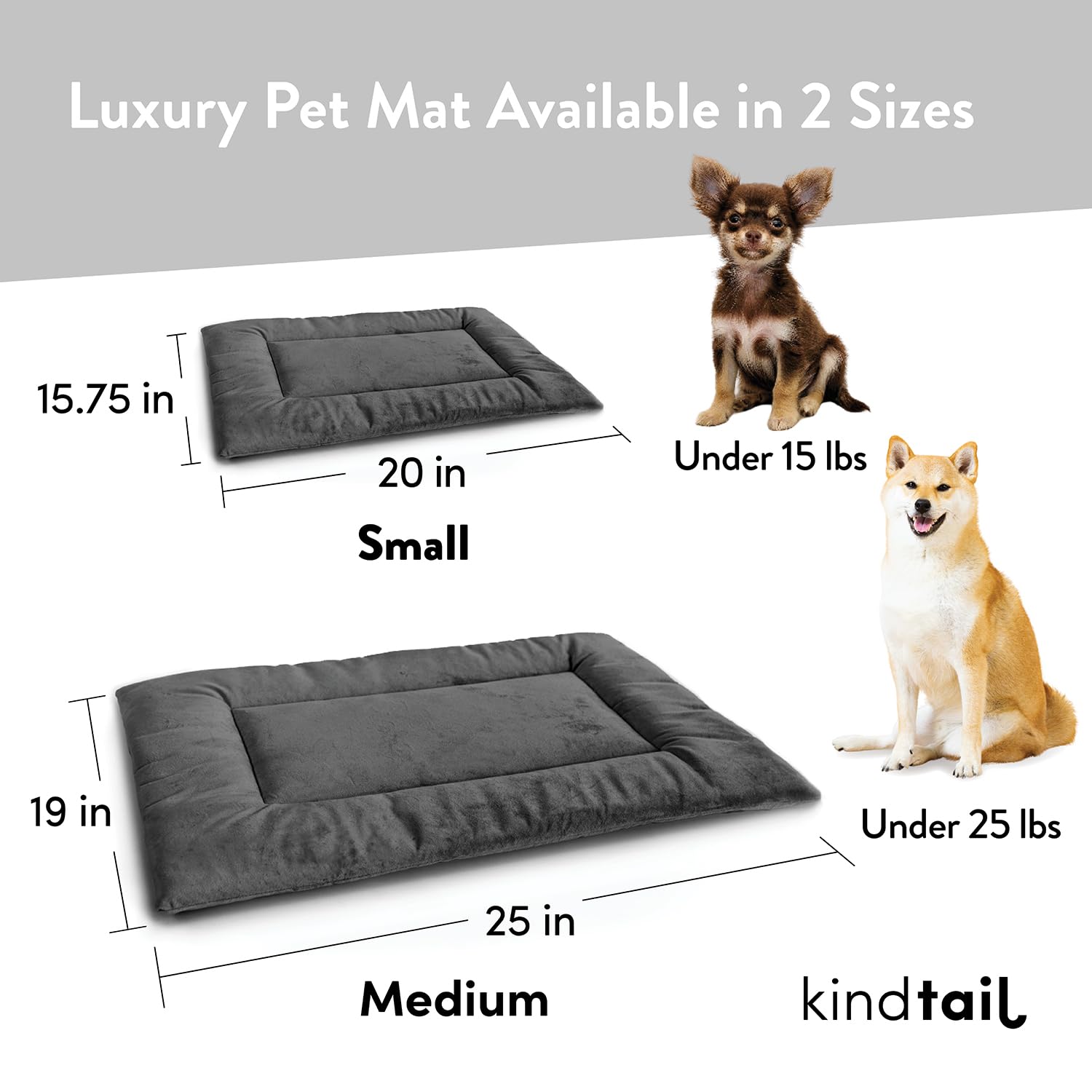 Kindtail Dog Crate Pad - Soft Velvet, Reversible Bed - Machine Washable Kennel Mat For Pets Up To 15 Lbs, Mattress For Cozy Slee