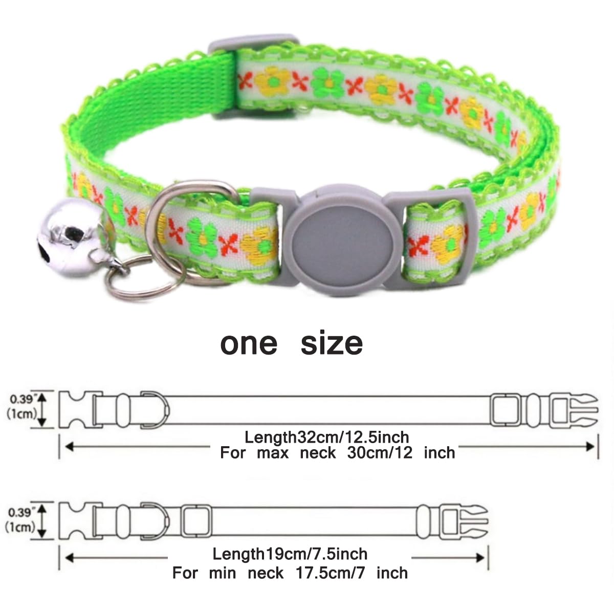 Breakaway Dog Collar With Bell, Break Away Kitten Collar With Bells, Cute Flower Tiny Cat Collar For Xxs Xs Little Pet Dogs, Nec