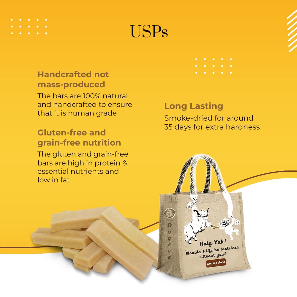 Dogsee Original Himalayan Yak Cheese Dog Chews 2lb (Large - 8 Bars) | Rawhide Free | Fight Plaque & Tartar | Long Lasting | for