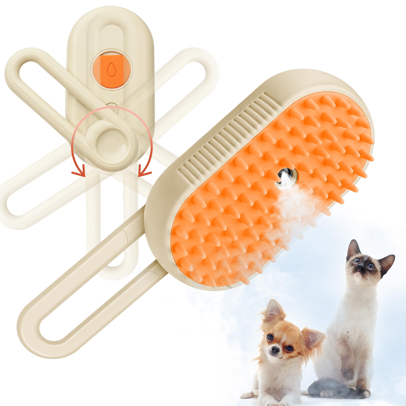 Gkz Cat Steam Brush, 3 In 1 Pet Comb For Massage, Cleaning, Shedding And Combing, Electric Mist To Prevent Flyaways For Home, Do