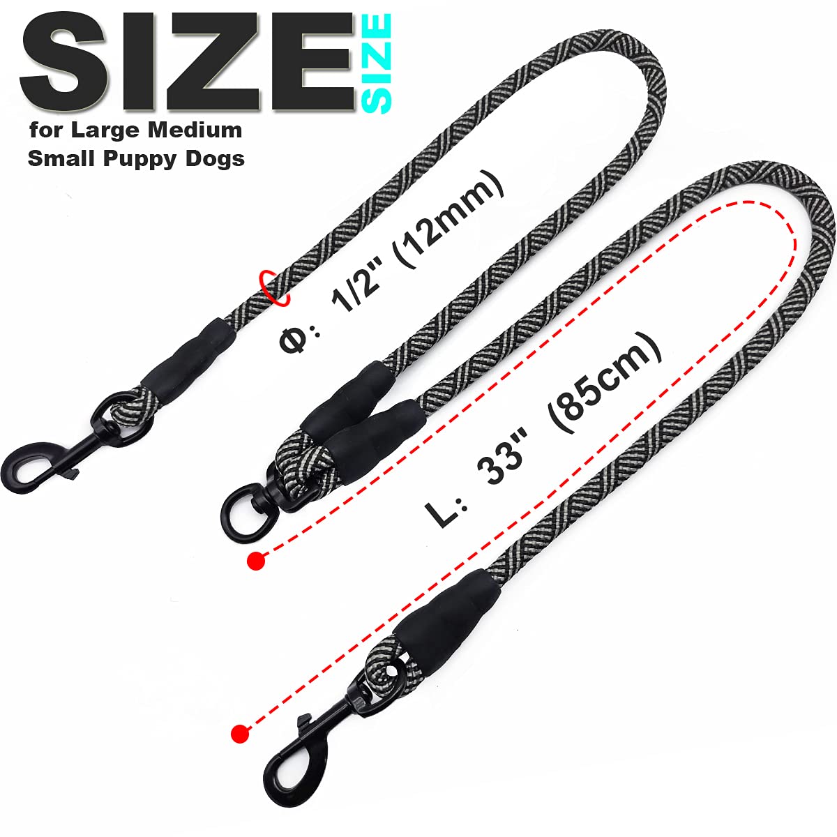 Mycicy Double Dog Leash Coupler, Tandem Leash For Two Dogs, No Tangle 360? Swivel Rotation Dual Strong Splitter, For Large Mediu